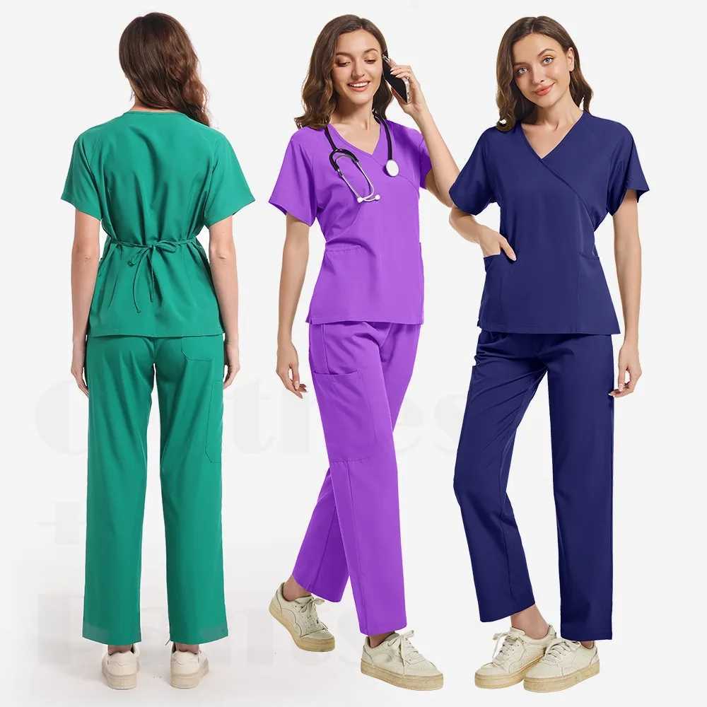 Nurse Scrubs New Fashion Medical Scrub Soft Breathable Jogger Pants Set Surgical Uniforms Woman Nursing Clinical Doctor Workwear X250410
