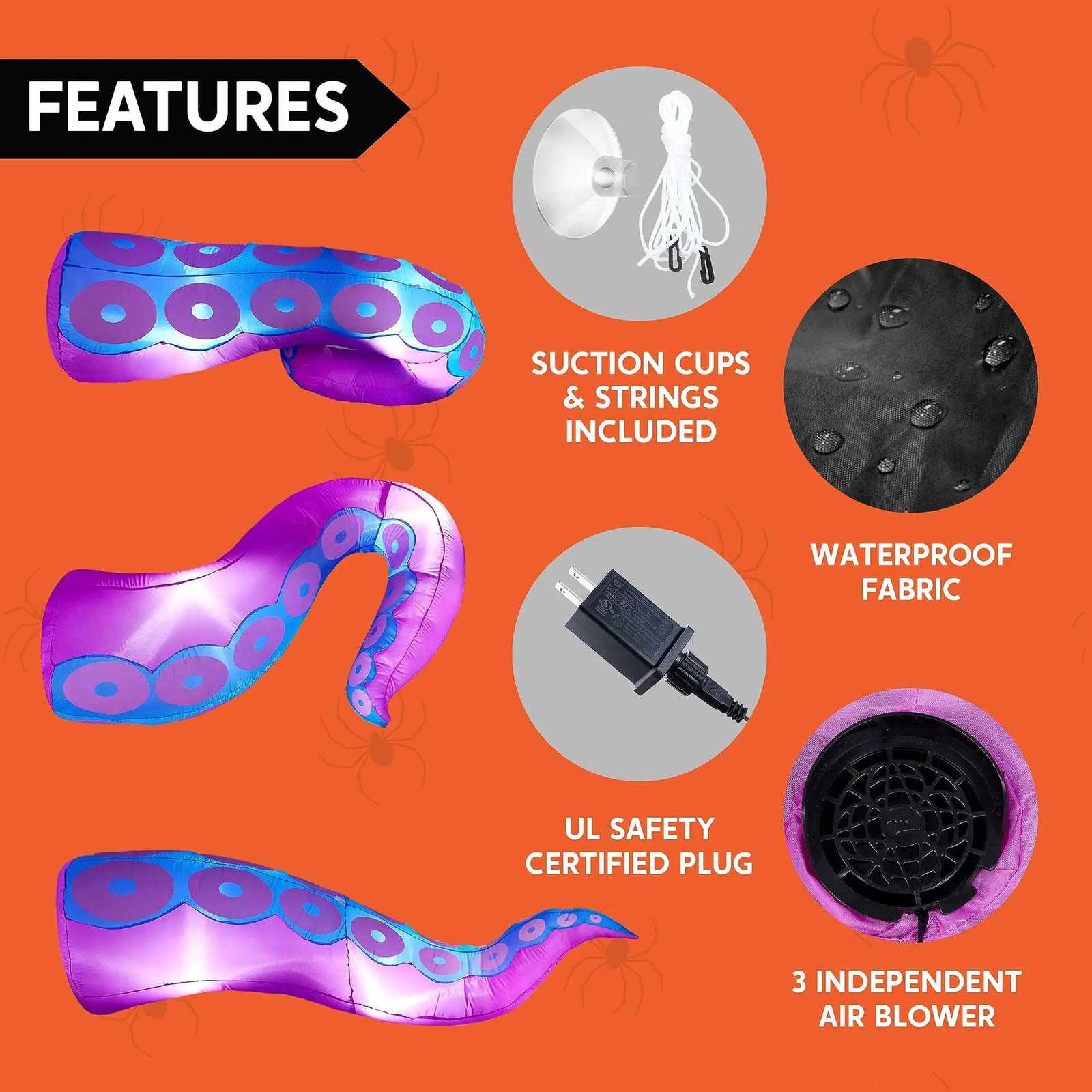 Christmas Joyfy Halloween Inflatable Outdoor 3 Pcs Giant Octopus Tentacle Broke Out from Window Blow Up Inflatable for Window Decoration Y251111