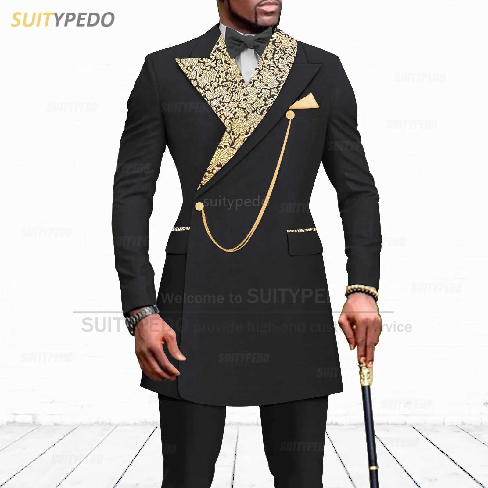 Mens ultra-thin set with fashionable floral print flat top lapel set jacket with pants 2-piece ballroom party dress luxury jacket W250410