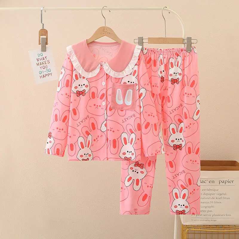 Childrens pajamas long sleeved top and pants set cute printed lounge clothing childrens comfortable casual loose cardiganXJ250410