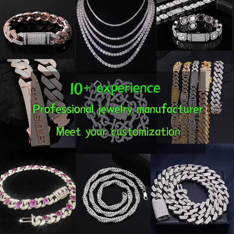 New Design Fashion Style Sparkly Iced Out Rapper Jewelry Fire Hip Hop Vvs Moissanite Cross Design Cuban Link Bracelet