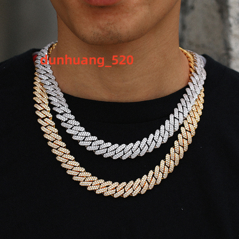 14mm Moissanite Cuban Chain Pekny Nahrdelnik Nejlepsi Moissanite Kubansky Retez Diamond Link Pro Hip Hop
