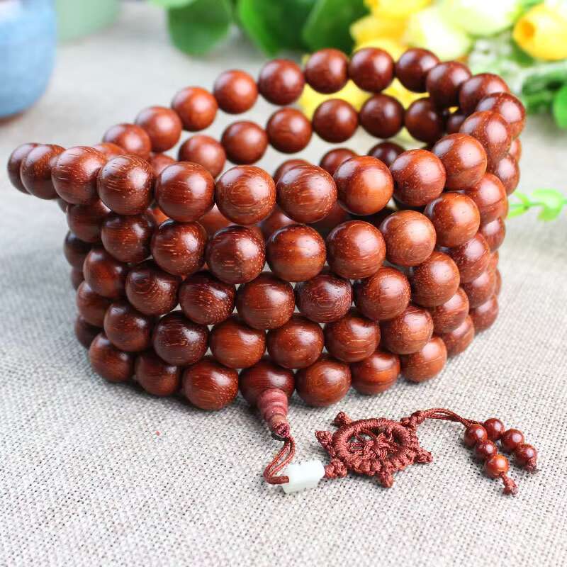 108 Redwood Buddha Ethnic Style Red Prayer Bead Bracelet