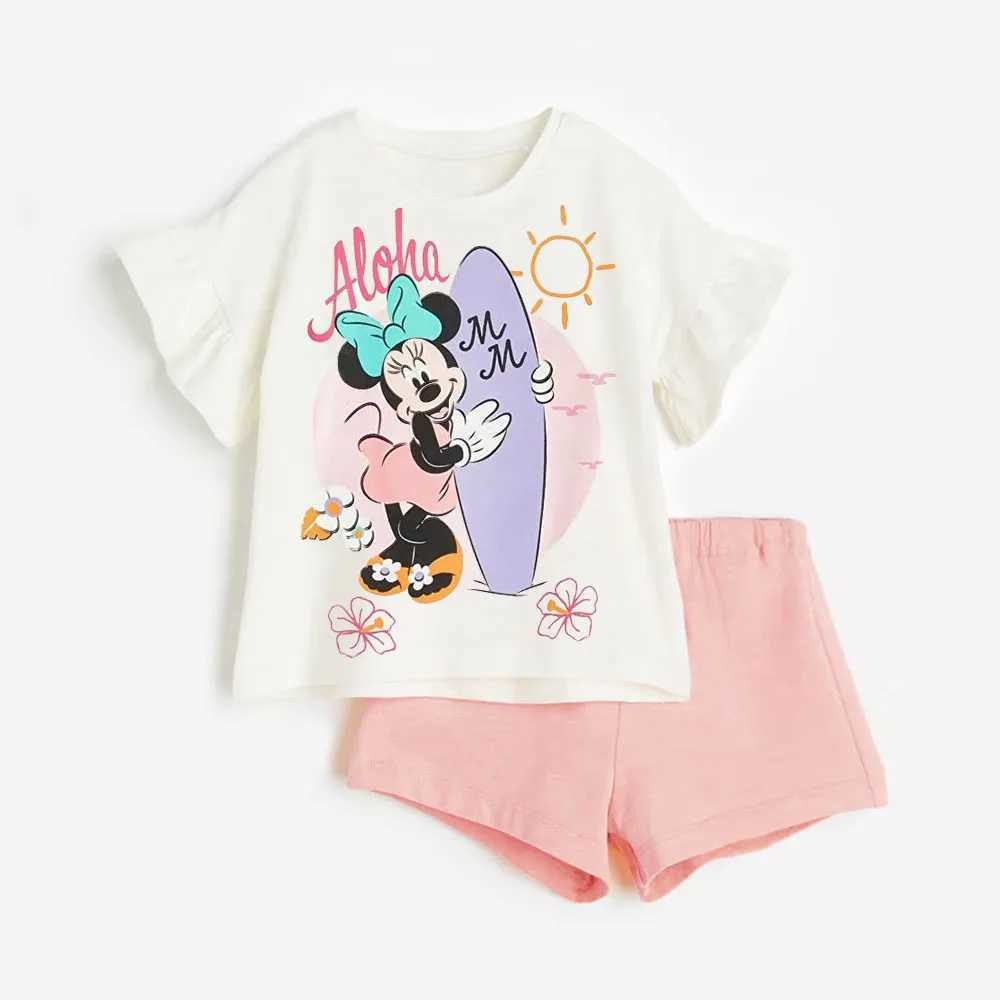 2 Summer Preschool Girls Clothing Set 1-6 Baby Girls Casual T-shirt+Shorts Childrens Girls Clothing Baby Holiday ClothingXJ250410