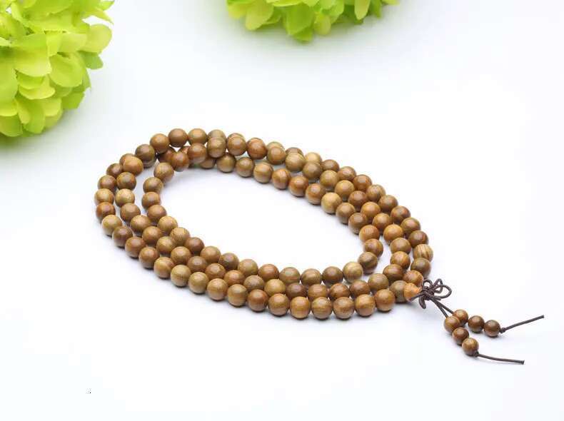 Natural Green Sandalwood Prayer Wooden Beaded Bracelets 108 Malas Bracelet Tibetan Buddhist