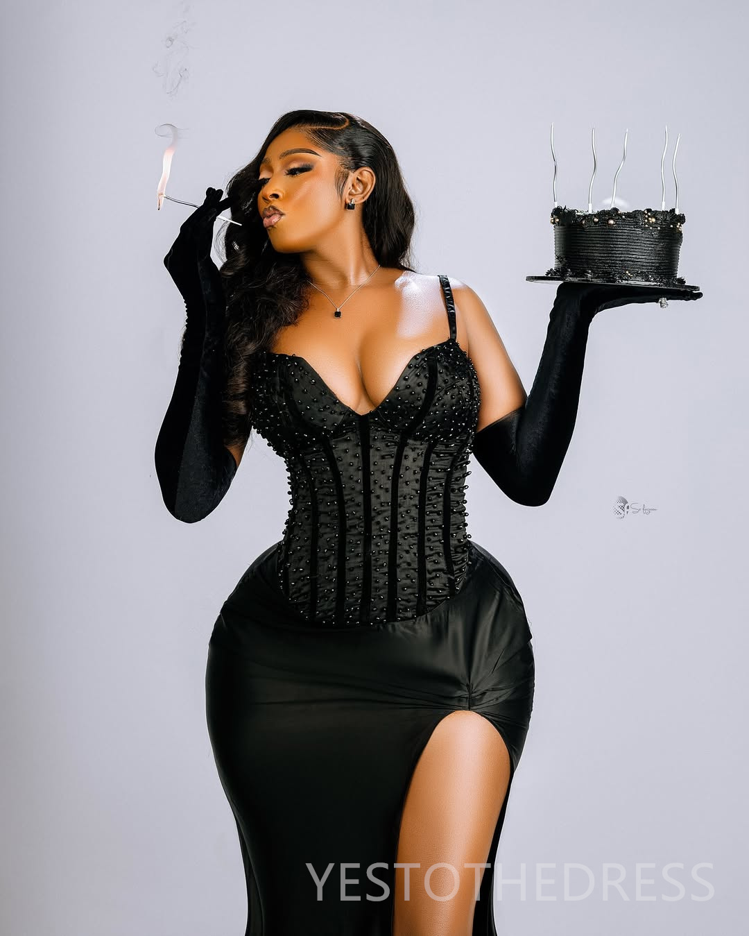 2026 Plus Size Black Mermaid Prom Dress Evening Dresses Formal Gowns For Special Occasions Halter Side Split Pearls Birthday Dress Second Reception Go