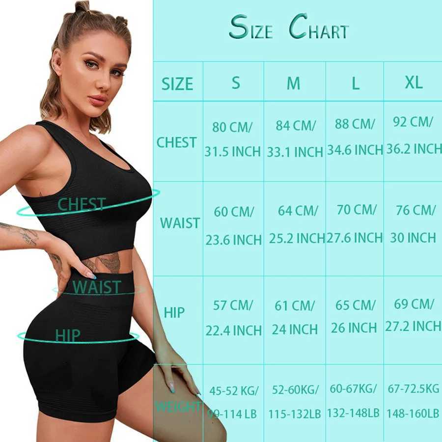 Two seamless ribbed high waisted womens sportswear with sports bra workout setW250411