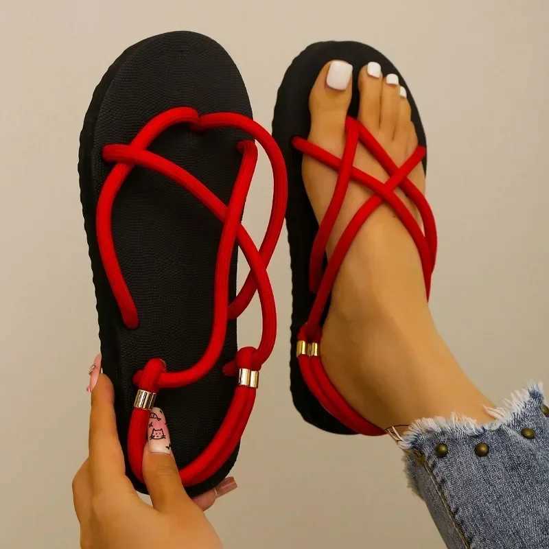 Womens shoes 2024 high-quality plus size womens sandals Fi narrowband daily sandals womens new leather toe flat shoesXJ250410