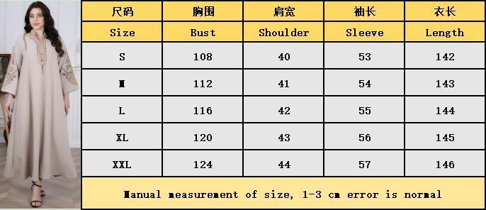 Large size women's new Muslim pullover dress embroidered robe