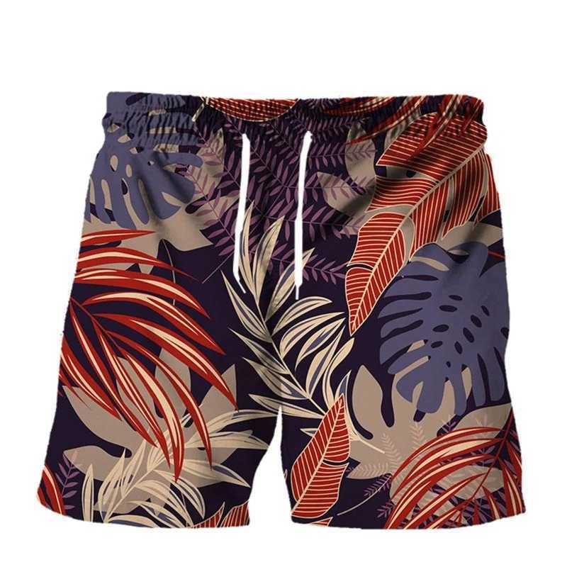 Tropical plant pattern 3D printing beach shorts mens retro swimming shorts summer Hawaiian vacation shorts quick dryingW250410
