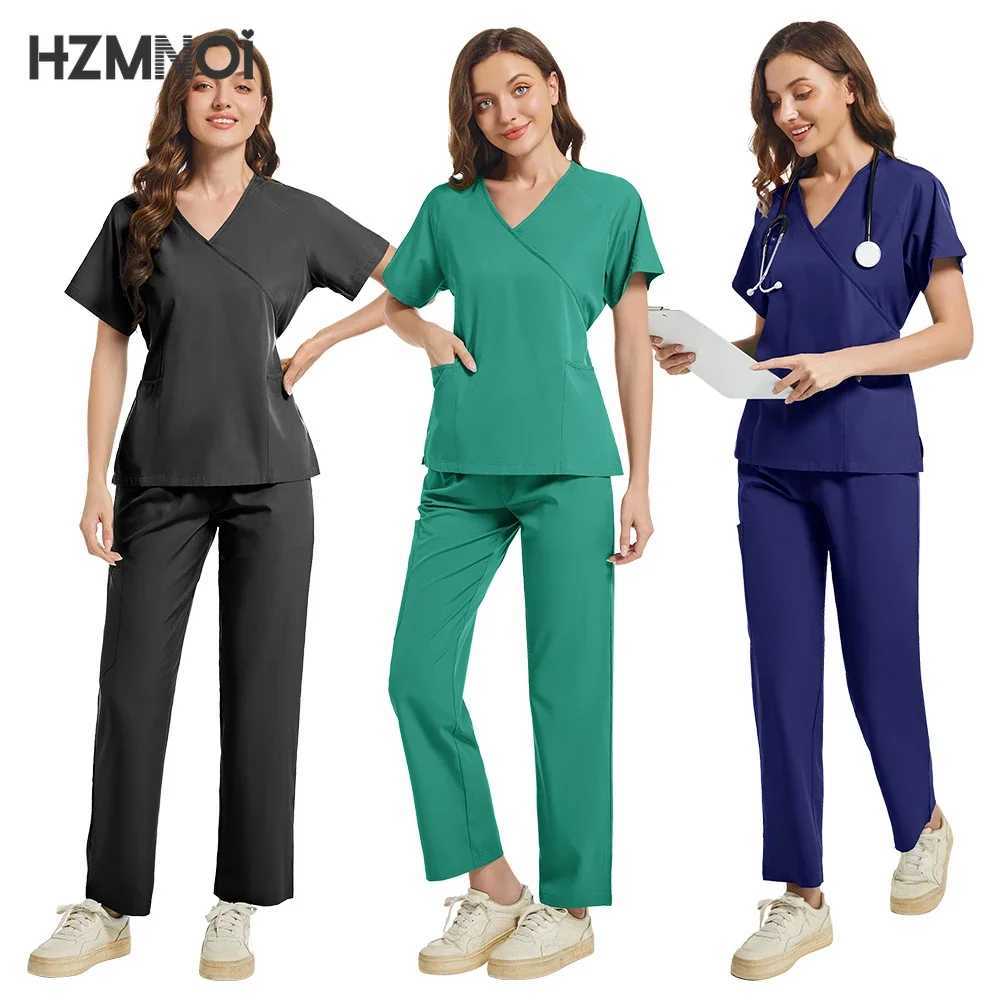 Hot Sale Anti Wrinkle Washable Soft Fabric Dentist Nurse Scrubs Workwear Hospital Medical Scrub Uniform Women Jogger Scrubs Sets X250410