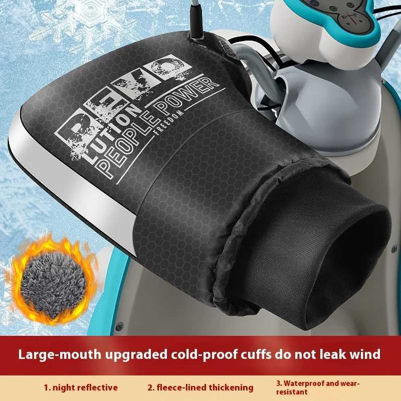1 Pair Motorcycle Handlebar Gloves Muffs Winter Cycling Gloves Waterproof Handlebar Cover Mitts Snowmobile E-Bike Thermal Gloves S25118