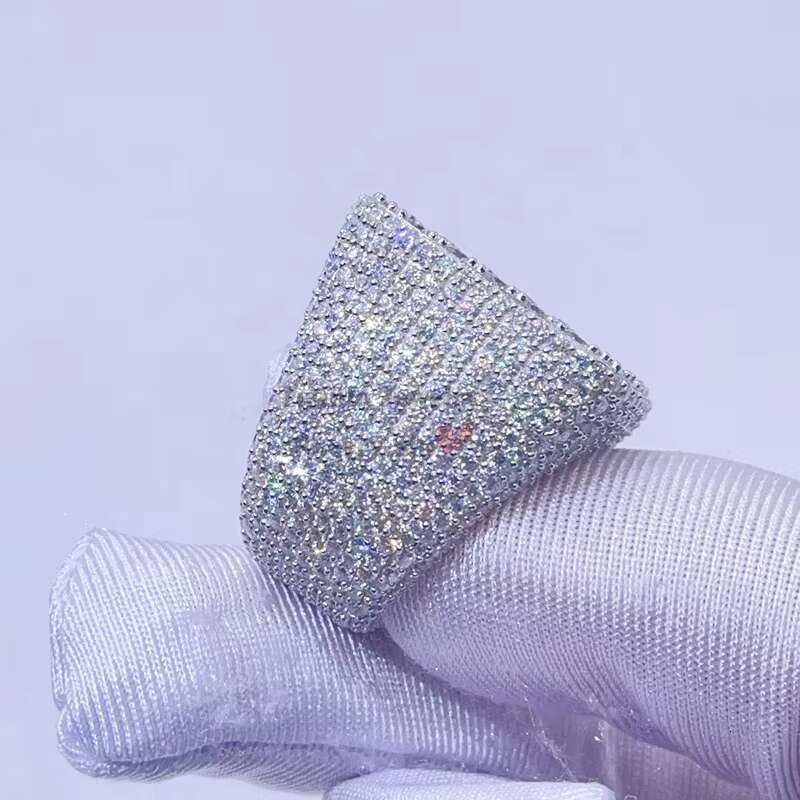 Hot Sell Drop Shipping White Gold Iced Out GRA Moissanite Diamond Ring for Men