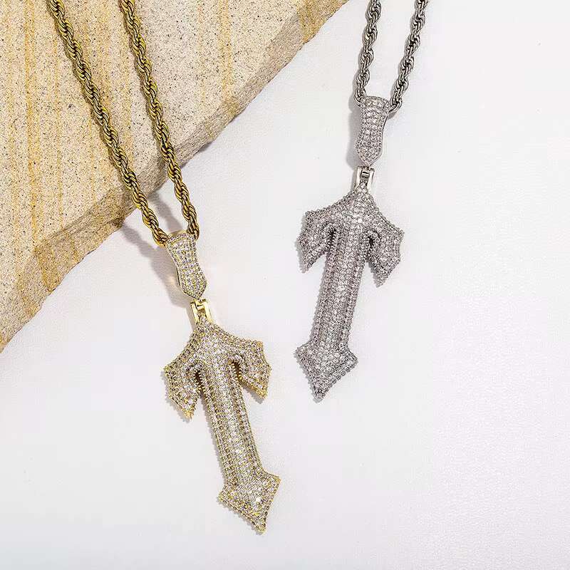 Blues New Initials Letter T Pendant Necklace for Men Women Iced Out Zircon Cross Necklace for Hip Hop Rock Jewelry