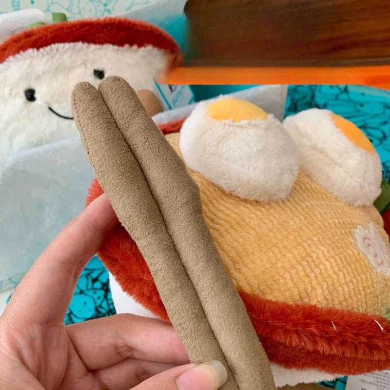 Jelly cat with label Interesting Lamian Noodles doll Childrens toy Tea set Plush doll Holiday gift Tea set Pillow stuffed toy W250411
