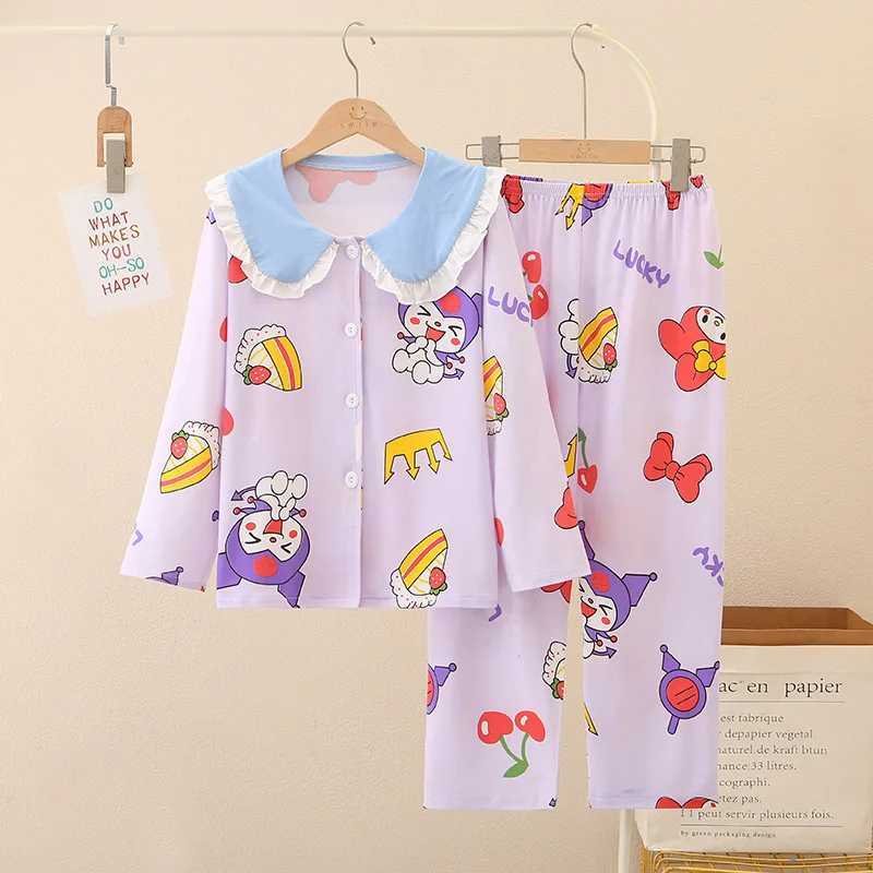 Childrens pajamas long sleeved top and pants set cute printed lounge clothing childrens comfortable casual loose cardiganXJ250410