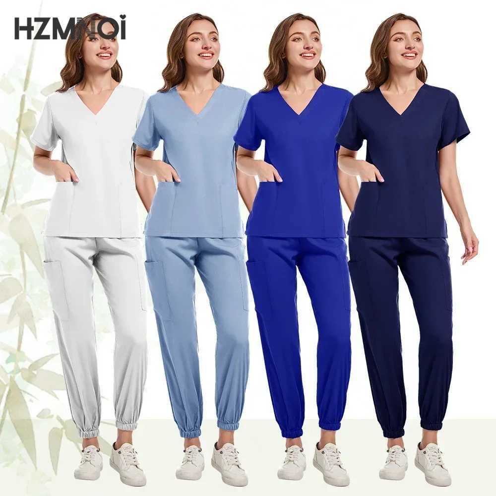 Elasticity Work Uniform Women Wear Scrub Suits Hospital Doctor Nurse Uniforms Medical Surgical Set Nursing Accessories X2504101