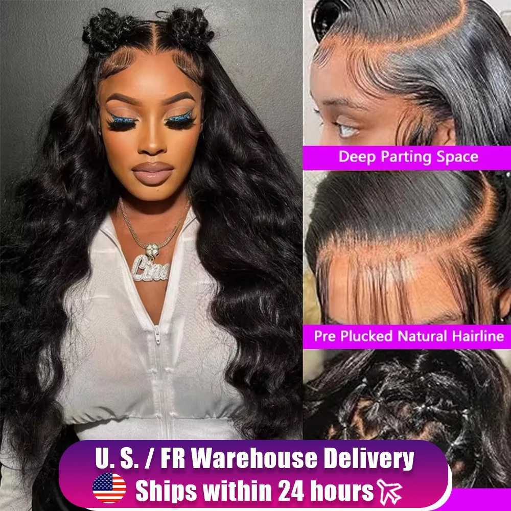 40 44 Inch 13x6 Lace Front Human Hair Wigs 200 Density Black Body Wave HD Lace Frontal 100 Raw Virgin Human Hair Wig For WomenT251111