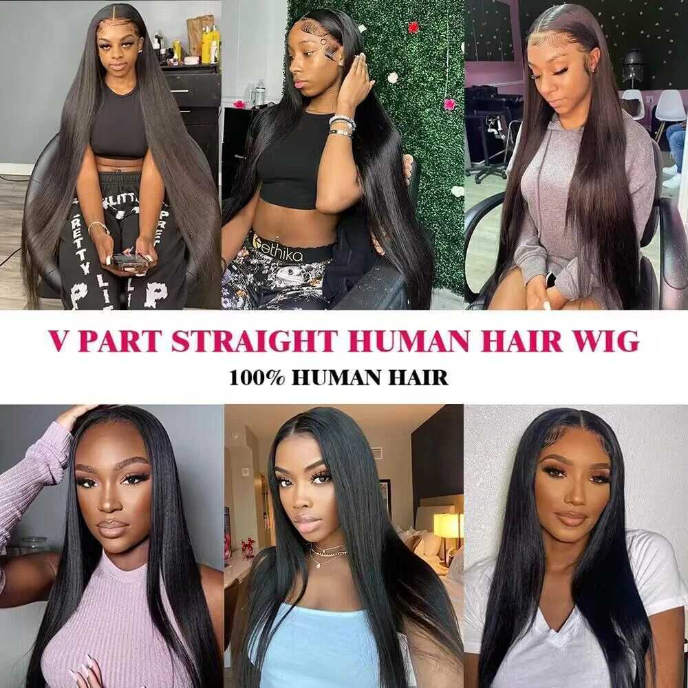 V Part Wig Straight Long Human Hair Wigs Mongolian Straight V Part Human Hair Wigs V Part Machine Made Wigs No Leave OutT251111