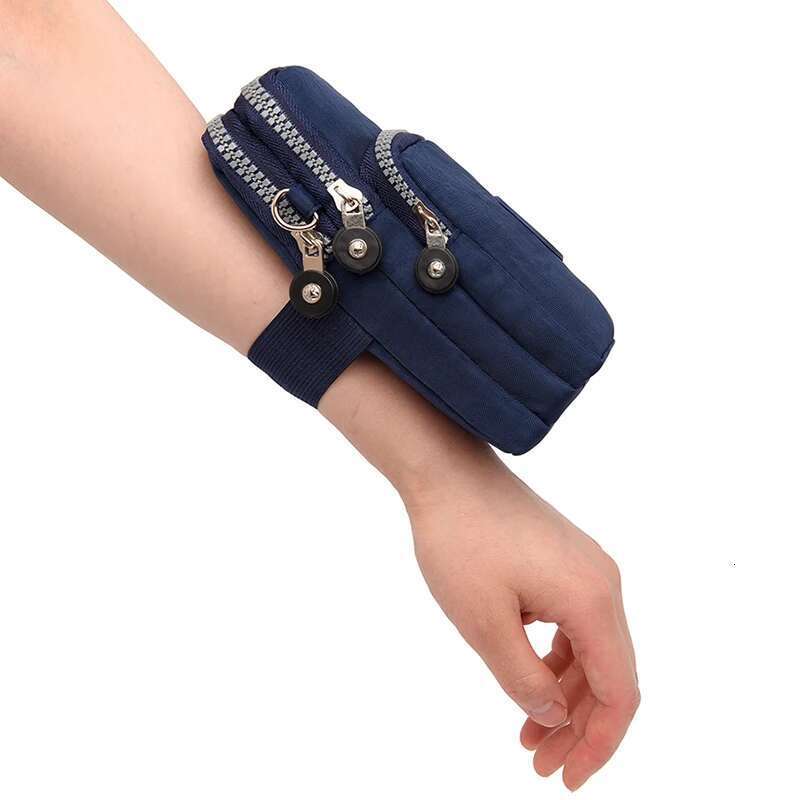 Multifunctional triple zipper nylon ladies hot crossbody portable daily running arm hundred shoulder cell phone bag
