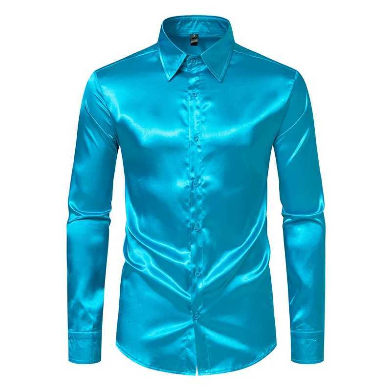 Mens Black Satin Luxury Dress Shirts Fashion Silk Smooth Tuxedo Shirt Solid Wedding Party Prom Casual Shirt Business Office K251110