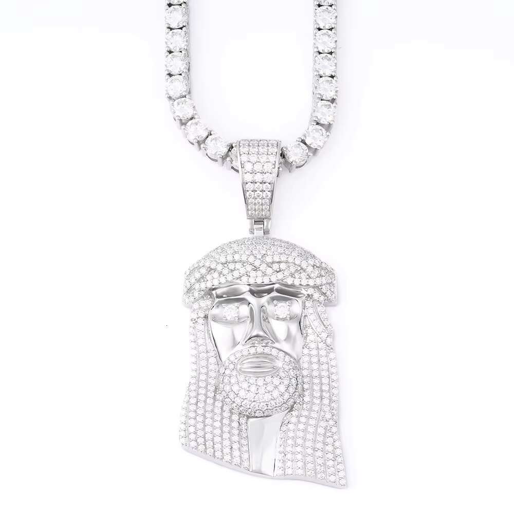 Hip Hop Jesus Pendant Necklace Cuban China 925 Sterling Silver Gold Plated Iced Out Mossanite Pendant for Men