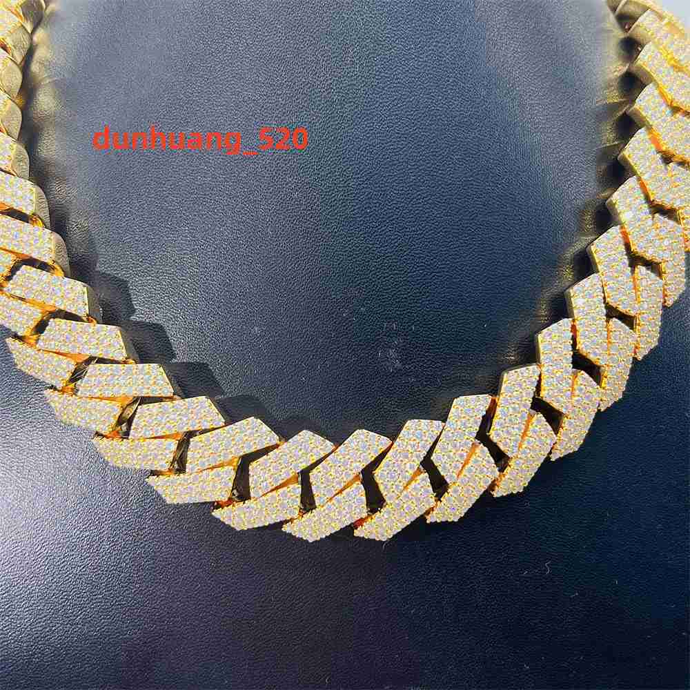 Ready to Ship Hip Hop Jewelry 20mm Width Iced Out Luxury Custom Moissanite Cuban Link Chain