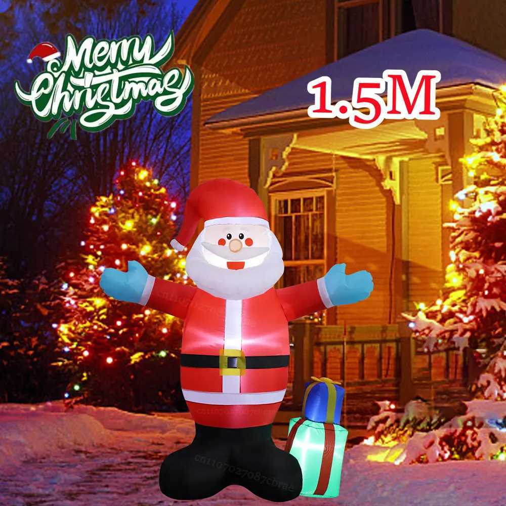 Christmas 15M Christmas Inflatable Santa Claus With Gift Bag Built-in LED Lights For Indoor Outdoor Garden Lawn Classic Xmas Decoration Y251111