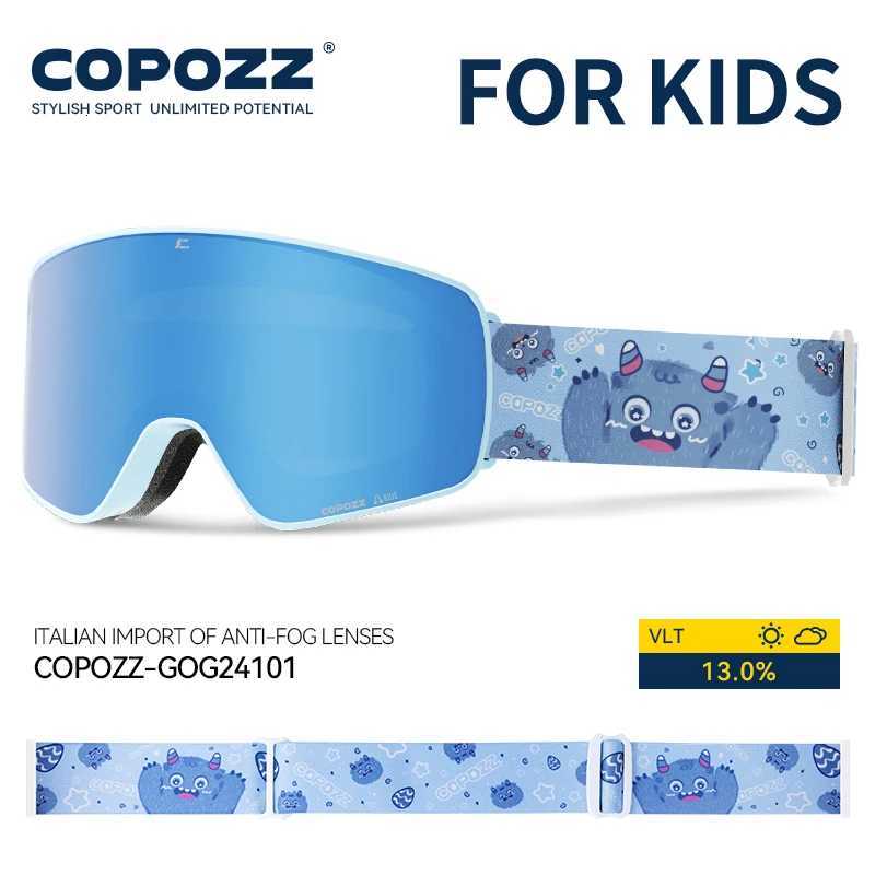COPOZZ Children Magnetic Ski Goggles Cartoon Winter Anti-Fog Outdoor Windproof Professional UV400 Double Layers Kids Ski Eyewear K251110