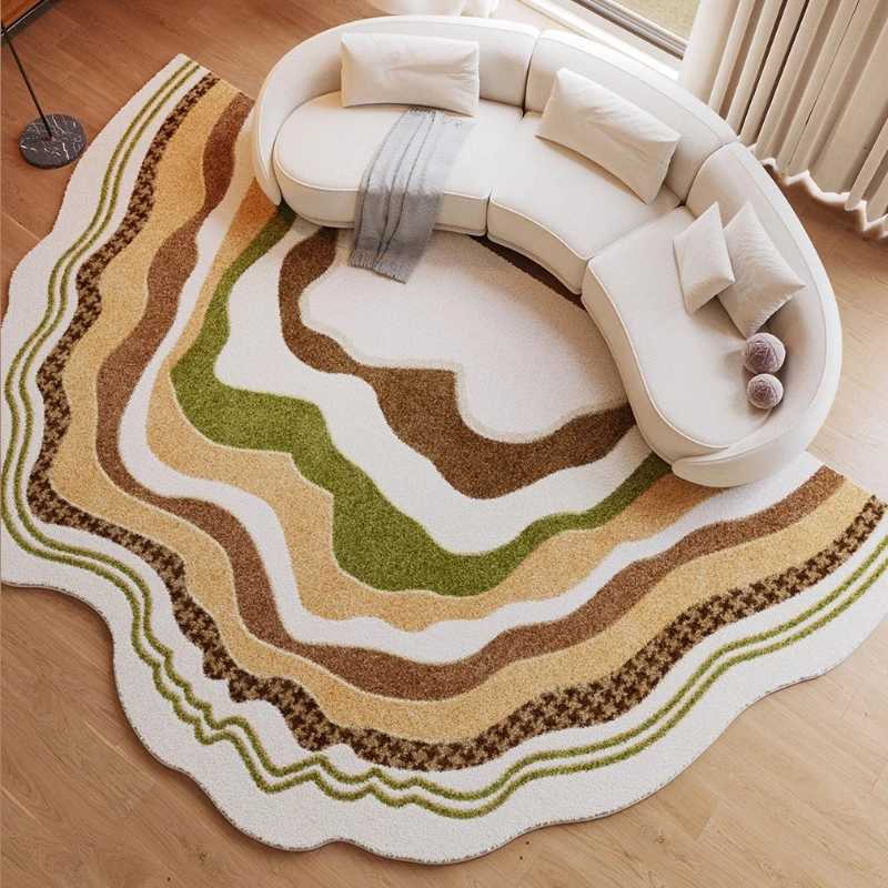 French Style Bedroom Sea Waves Decor Carpet Irregular Shapes Carpets for Living Room Home Thick Plush Floor Mat Fluffy Soft Rug Y251110