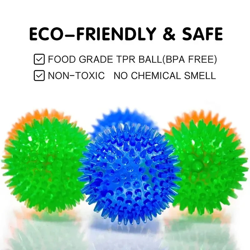 Pet Dog Toys Cat Puppy Sounding Toy Polka Squeaky Tooth Cleaning Ball TPR Training Teeth Chewing Thorn Balls Accessories 251110