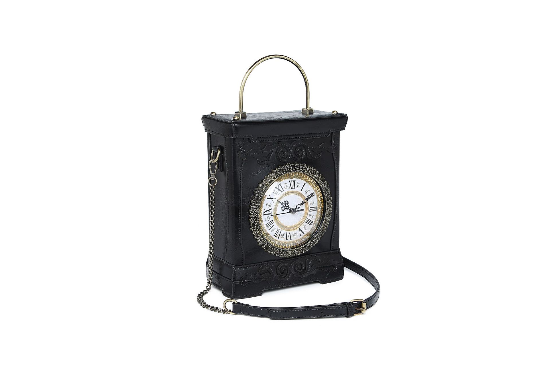 Luxury Bag Designer Bag New Creative Irregular Women's Bag Retro Personalized Top-handle Crossbody Bag with Real Clock Square Bag with Lock Trend