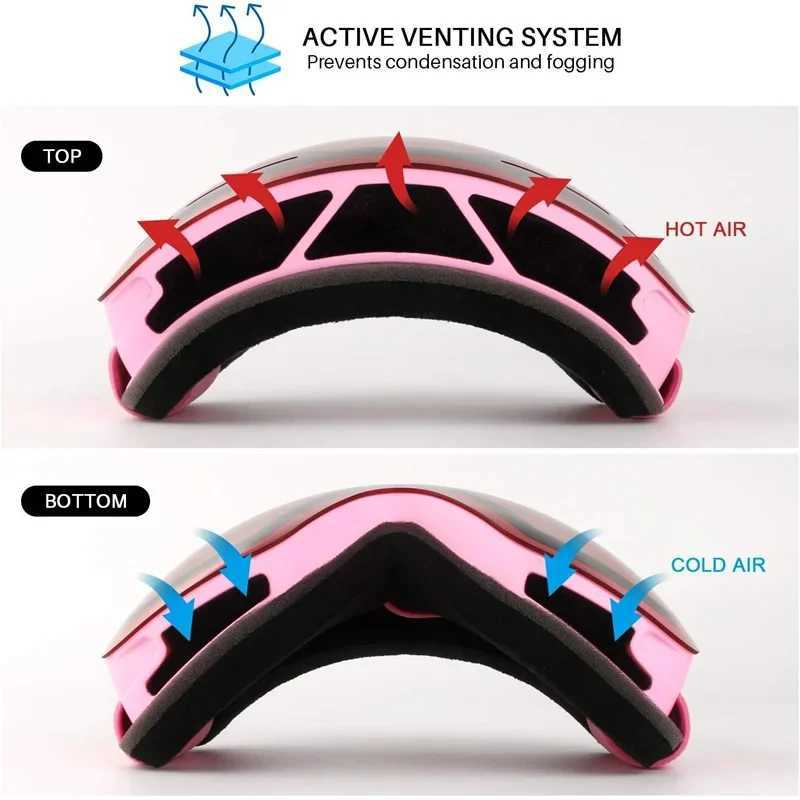 Spherical Double-layer Anti Fog UV400 Skiing Goggles Snowboard Goggles Over Glasses for Men Women Youth Winter Outdoor Sports K251110