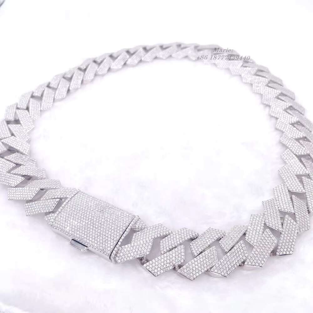 28mm S925 With Five Row Vvs Moissanite Big Cuban Chain Necklace Cuban Link Chain Jewelry Necklace Cuban Link Chain Necklace