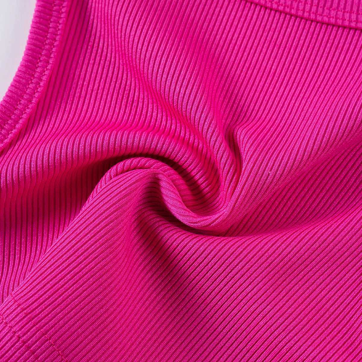 Girls solid ribbed vest shorts childrens casual sleeveless top+shorts 2PCS clothing set girls sportswear summer 1-7YXJ250410