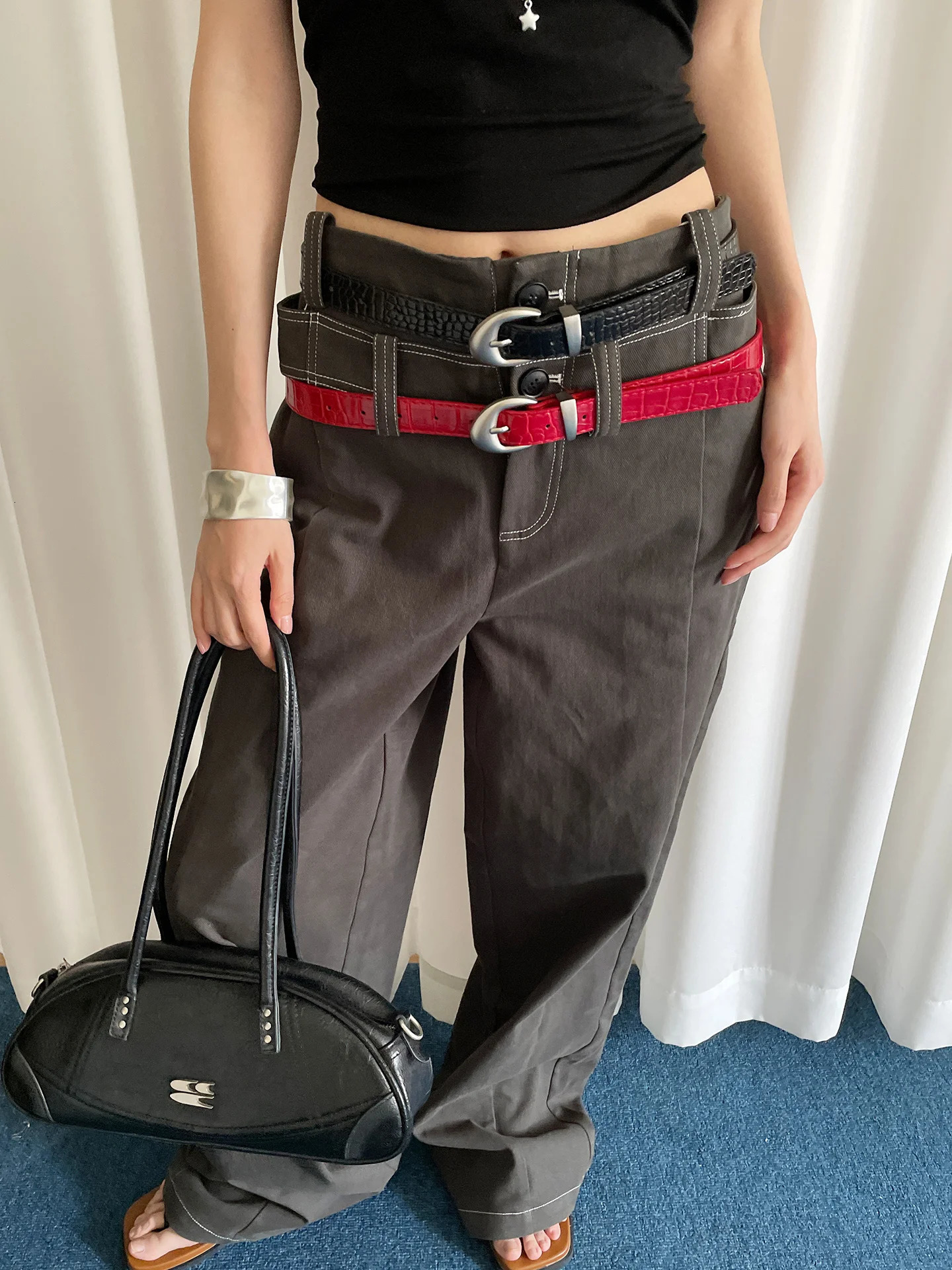 HighEnd Pattern Red Thin Belt For Women 2025 Niche Fashion Belt For Skirts And Jeans 251031