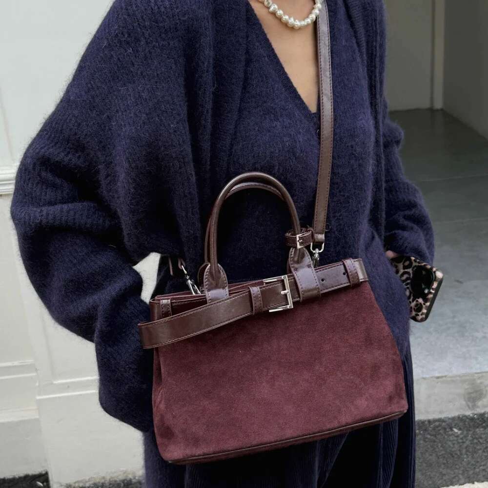 Motingsome Warm Winter Bags Woman Fashionable Handbag Natural Suede Genuine Leather Shoulder Purse Daily Bag 2025 New