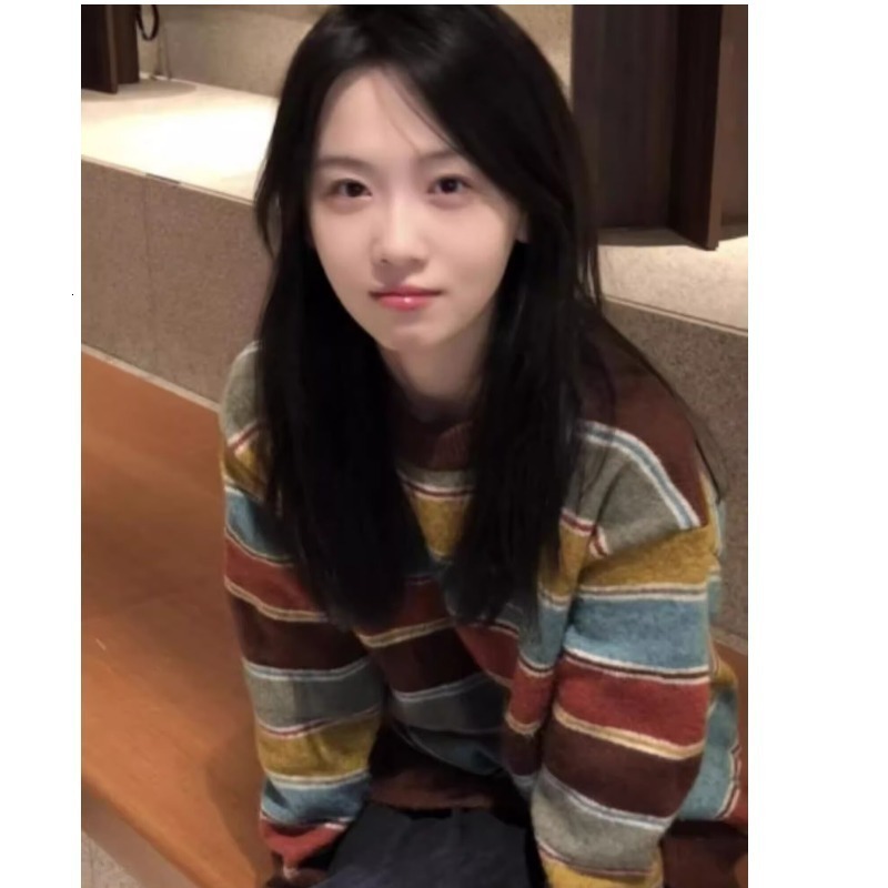 Women's Sweaters Y2k Aesthetic Sweaters O Neck Harajuku Pullover Womens Japanese Striped Jumpers Knitwear Autumn Grunge Contrast Color Pullovers 