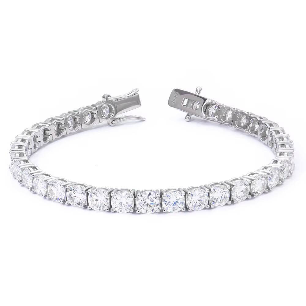 5mm 6/65/7/75/8/85 Inches White Gold Moissanite Classic Men Tennis Bracelet 925 Silver