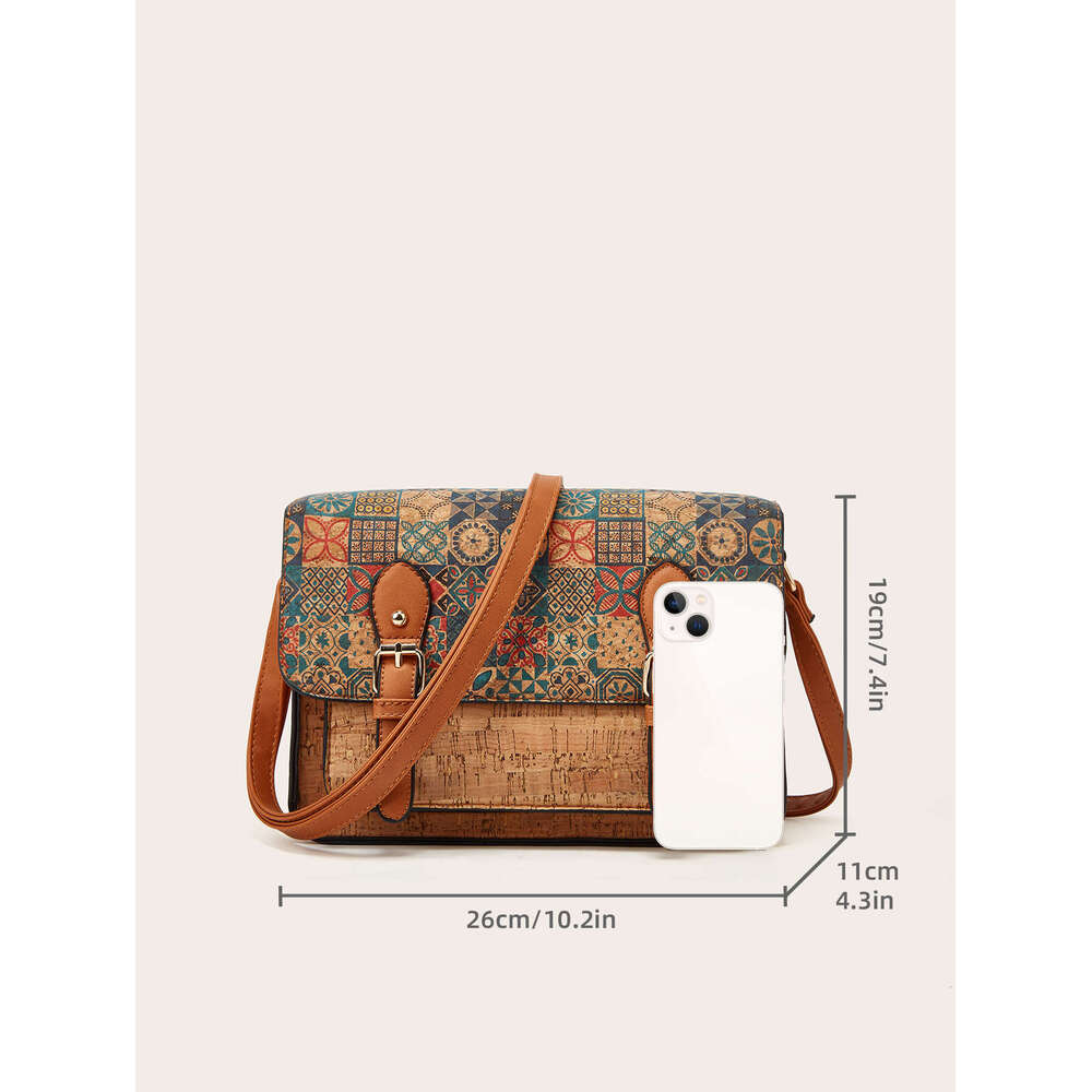 DHcollections 2025 Women's Embossed Messenger Bag - Large Capacity Crossbody PU Purse with National Style Print