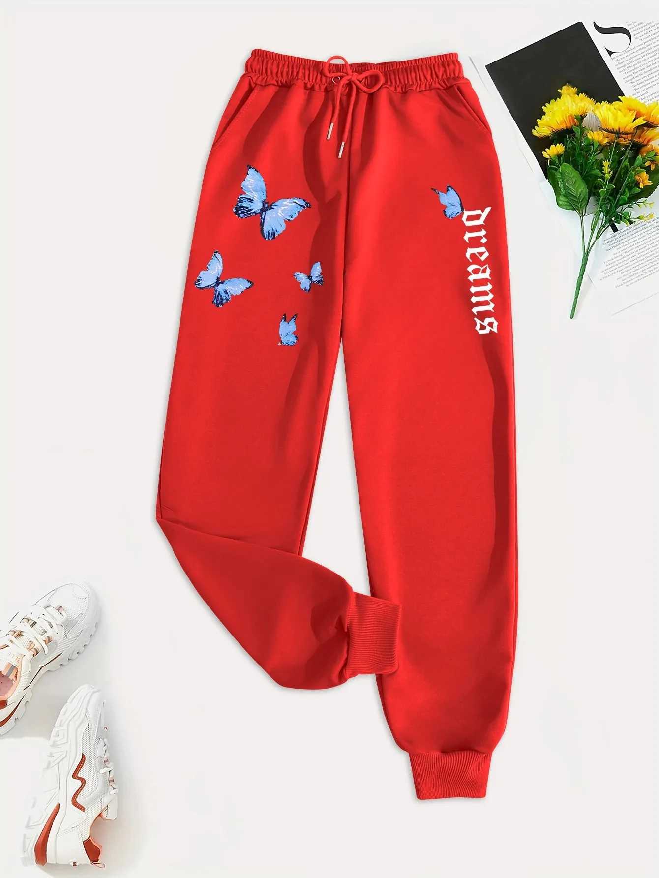 Fashion Trend Street Sports Pants New Style Dream Beautiful Butterfly Pattern Printed Couple Casual Trouser Version S-3XLXJ250410