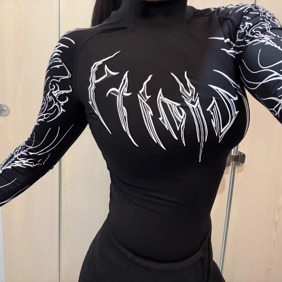 BreatheDivinity Compression Long Sleeve Top 2025 Womens Fitness Simulation Neck Black High Tension 250411