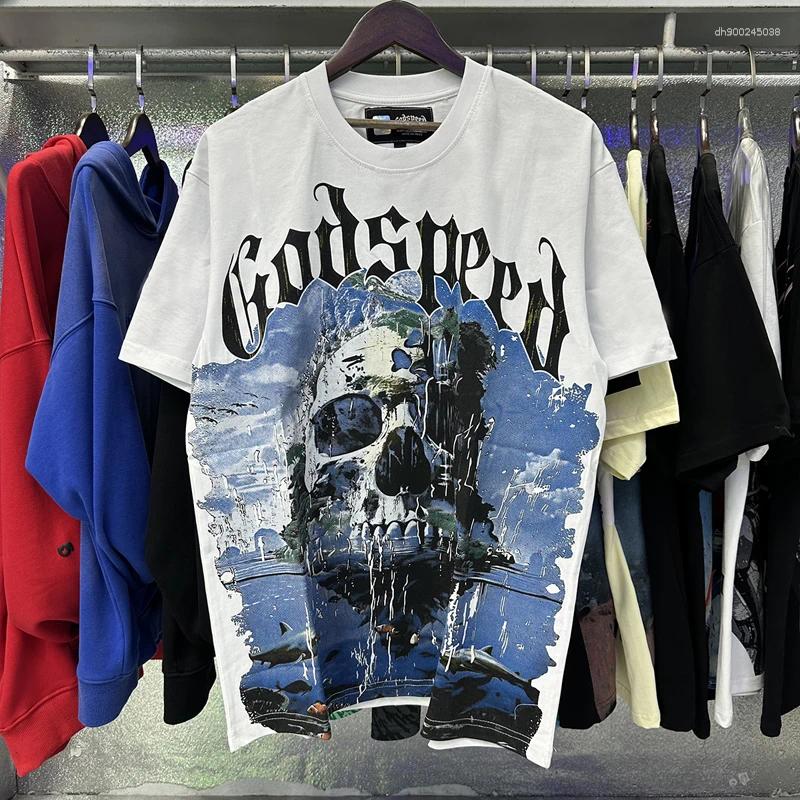 Men's T Shirts American Trendy T-shirts Casual Hip Hop Skull Landscape Print Short Sleeve 2025 -selling Tee Top