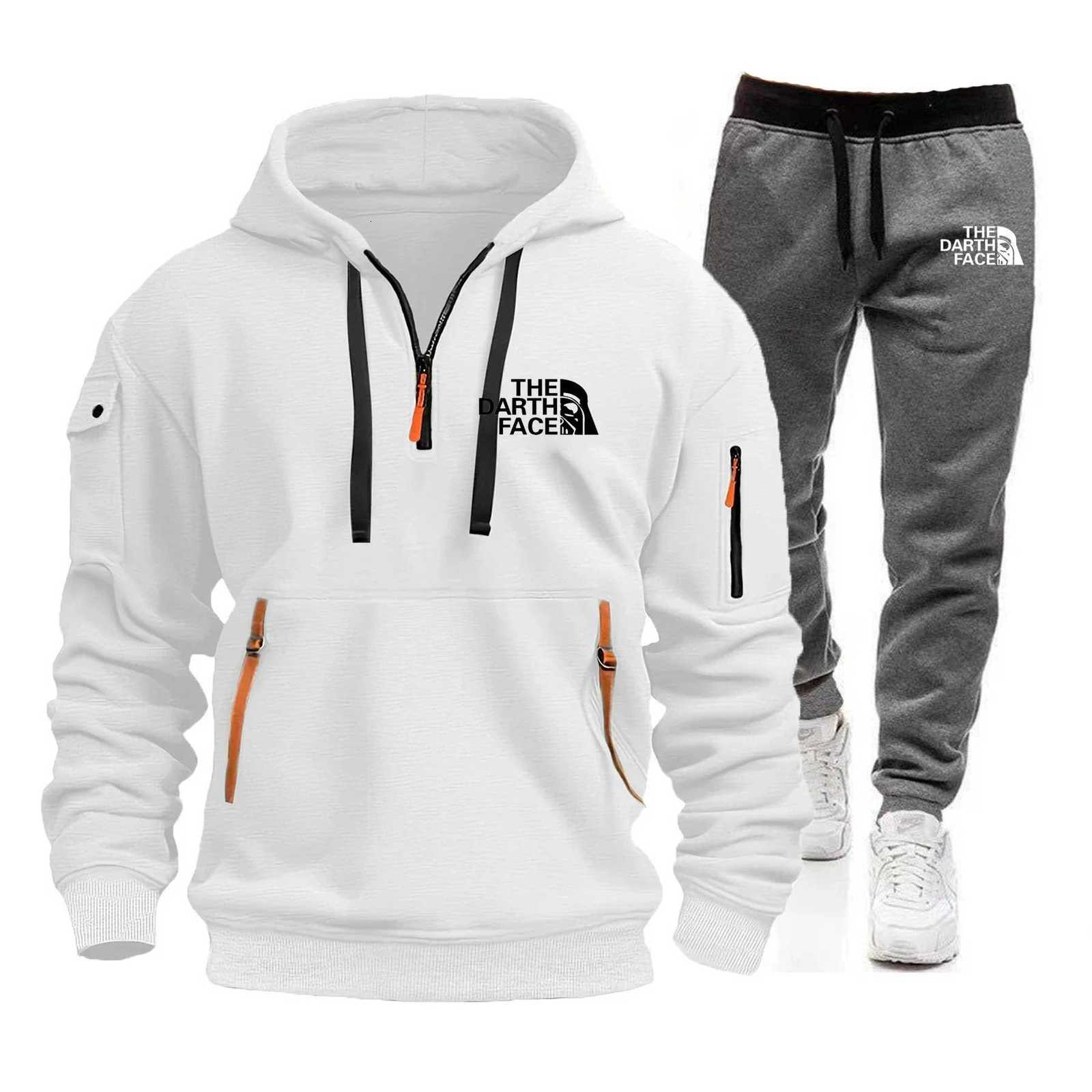Mens Fashion and Casual Semi-zipper Pocket Sportswear Set Two Sportswear Pieces Jogging Pants Mens Sportswear SetT251111