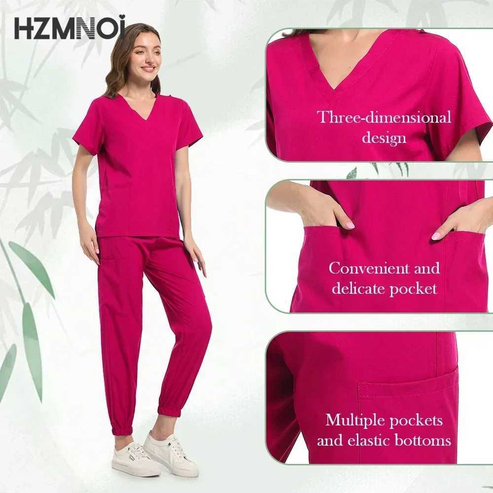Nursing Uniforms Womens Scrub Set Top + Pant Medical Surgical Nurse Beauty Sn Workwear Clinical Scrubs Spa Doctor Tunic Suit X250410