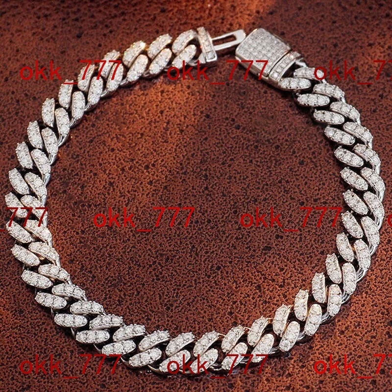 Iced Out Diamond 6mm 8mm Miami 925 Sterling Silver Bracelet 14k Gold Moissanite Cuban Link Chain Necklace
