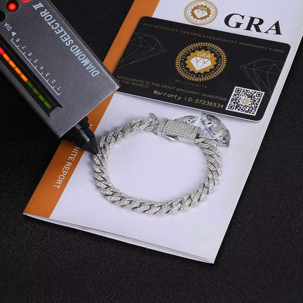 Miami Cuban Link Bracelet High Quality Cubana Hop Jewelry 6 to 20mm 925 Sterling Silver VVS Moissanite Iced Out Bracelet