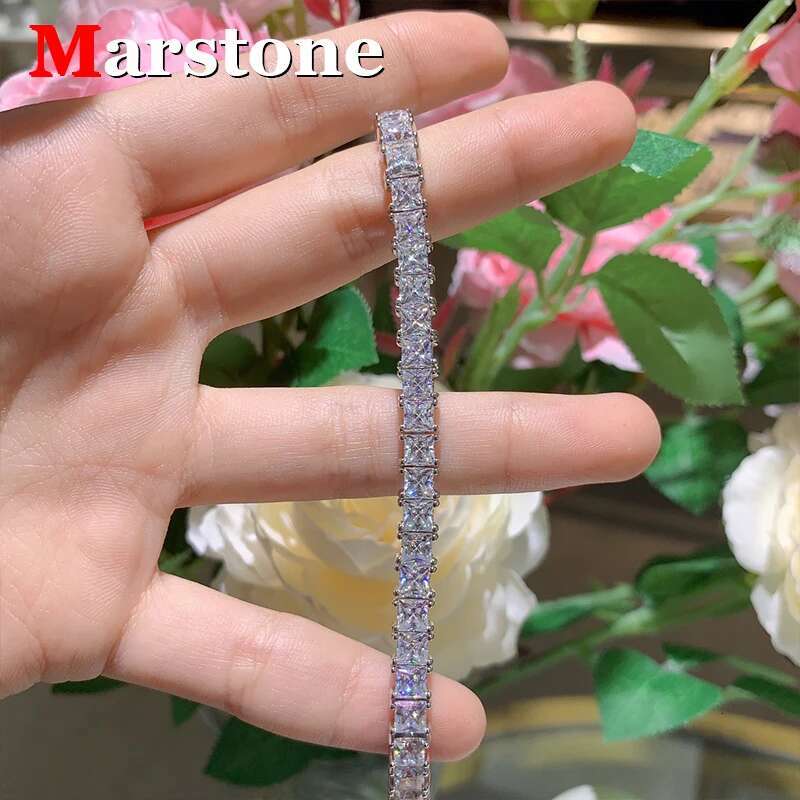 Full Moissanite D Color Princess Heart Tennis Bracelet Womens 925 Silver Fine Moissanite Diamond Jewerly Chain for Girl Women
