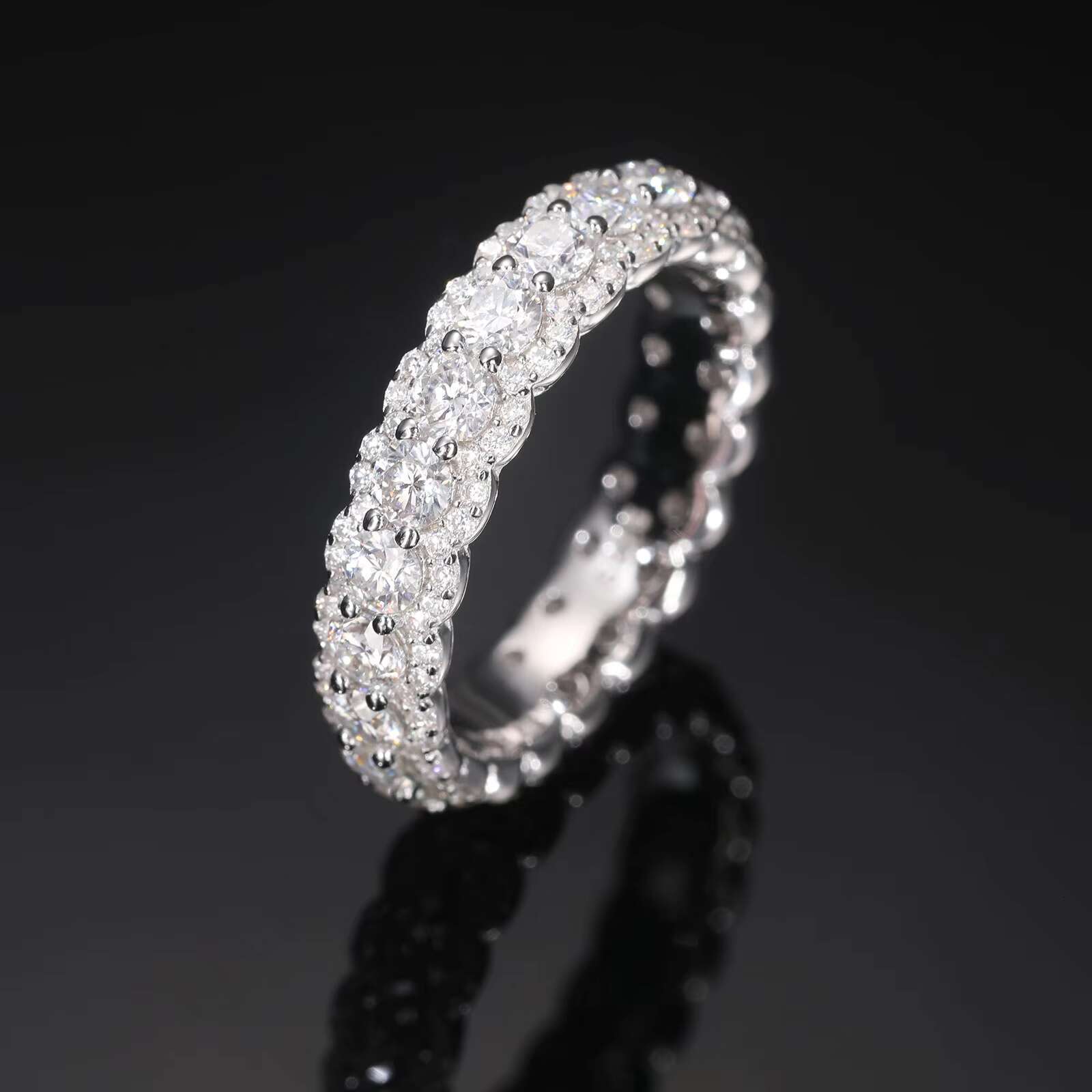 D Color Moissanite Diamonds Eternity Band 925 Sterling Silver Ring Eternal Diamond Wedding Band Jewelry
