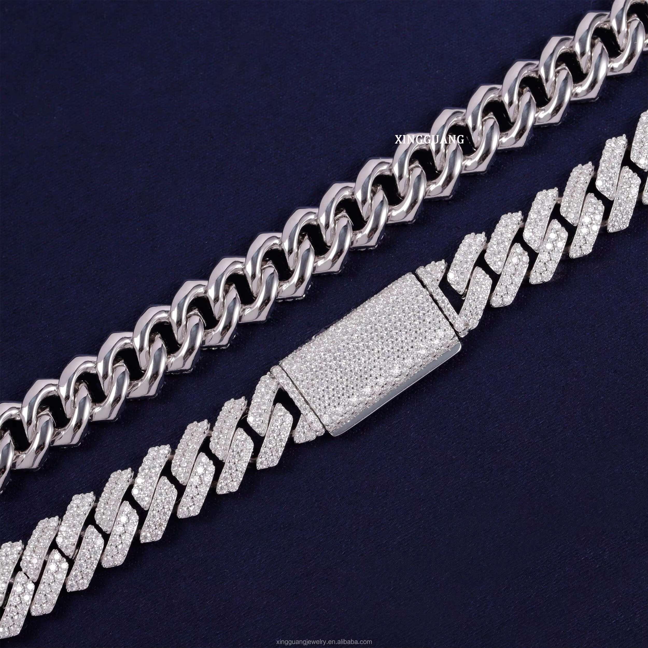 12mm New Style Cuban Chain 925 Sterling Silver With GRA Certificate VVS Moissanite Hip Hop Necklace Cuban Link Chain Moissanite